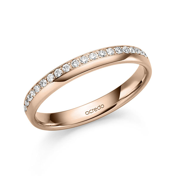 klassieke Memoire-trouwring in roodgoud 14 kt. half gezet met in totaal 0,176 ct. Briljant tw,vs van acredo - S-1476-5