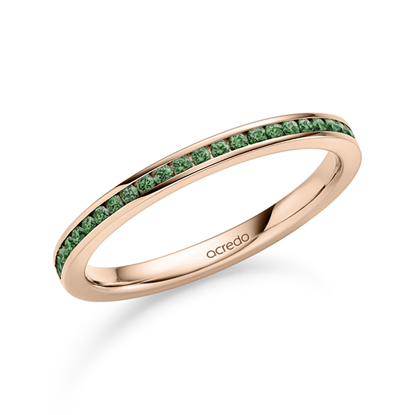 klassieke Memoire-trouwring in roodgoud 14 kt. half gezet met in totaal 0,192 ct. Briljant van acredo