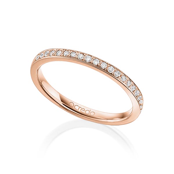 klassieke Memoire-trouwring in roodgoud 14 kt. half gezet met in totaal 0,21 ct. Briljant tw/si van acredo - A-1655-7