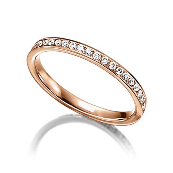 klassieke Memoire-trouwring in roodgoud 14 kt. half gezet met in totaal 0,21 ct. Briljant tw/si van Steinberg - Q-1062-3