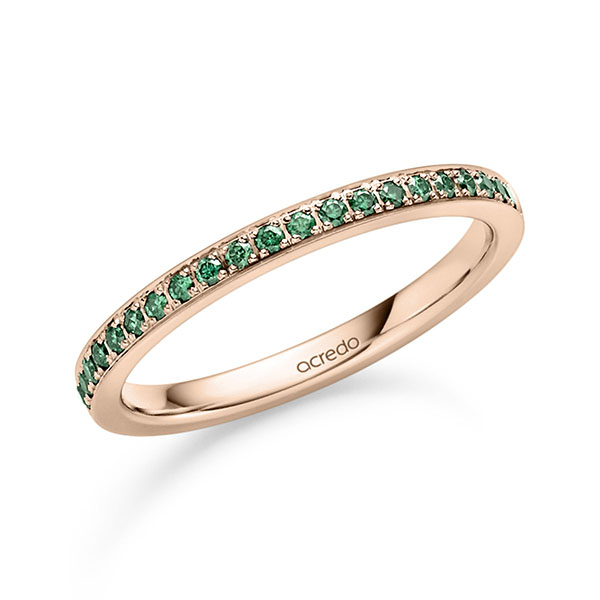 klassieke Memoire-trouwring in roodgoud 14 kt. half gezet met in totaal 0,21 ct. Briljant van acredo