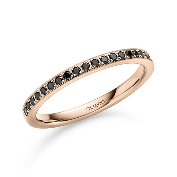klassieke Memoire-trouwring in roodgoud 14 kt. half gezet met in totaal 0,21 ct. Briljant Zwart van acredo