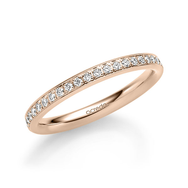 klassieke Memoire-trouwring in roodgoud 14 kt. half gezet met in totaal 0,22 ct. Briljant tw/si van acredo klassieke Memoire-trouwring in roodgoud 14 kt. half gezet met in totaal 0,22 ct. Briljant tw/si van acredo