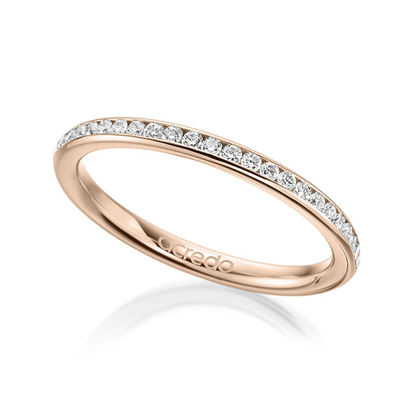 klassieke Memoire-trouwring in roodgoud 14 kt. half gezet met in totaal 0,23 ct. Briljant tw/si van acredo - A-1658-3