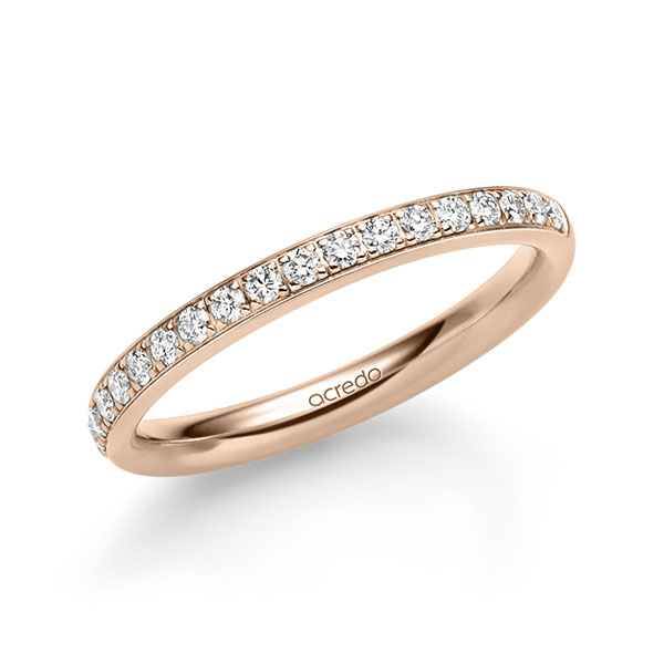 klassieke Memoire-trouwring in roodgoud 14 kt. half gezet met in totaal 0,285 ct. Briljant tw/si van acredo klassieke Memoire-trouwring in roodgoud 14 kt. half gezet met in totaal 0,285 ct. Briljant tw/si van acredo