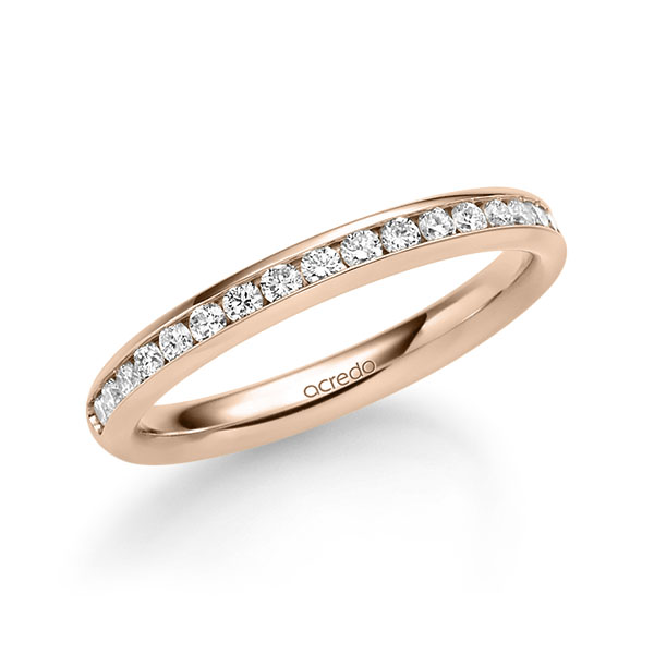 klassieke Memoire-trouwring in roodgoud 14 kt. half gezet met in totaal 0,36 ct. Briljant tw/si van acredo