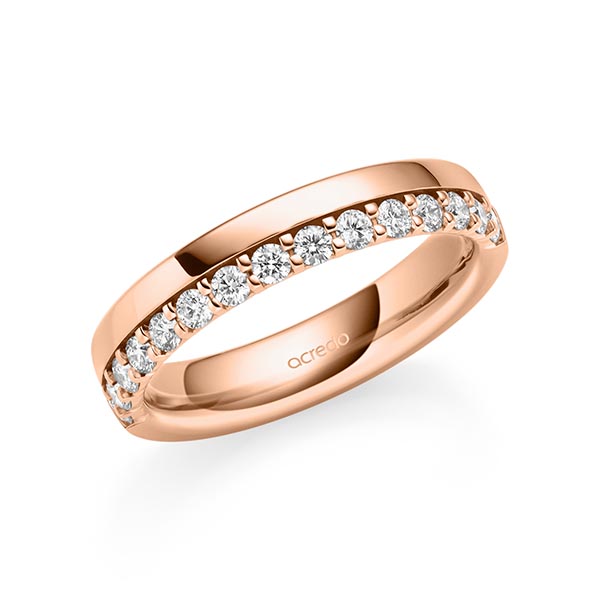 klassieke Memoire-trouwring in roodgoud 14 kt. half gezet met in totaal 0,42 ct. tw/si van acredo - A-2111-6 klassieke Memoire-trouwring in roodgoud 14 kt. half gezet met in totaal 0,42 ct. tw/si van acredo - A-2111-6