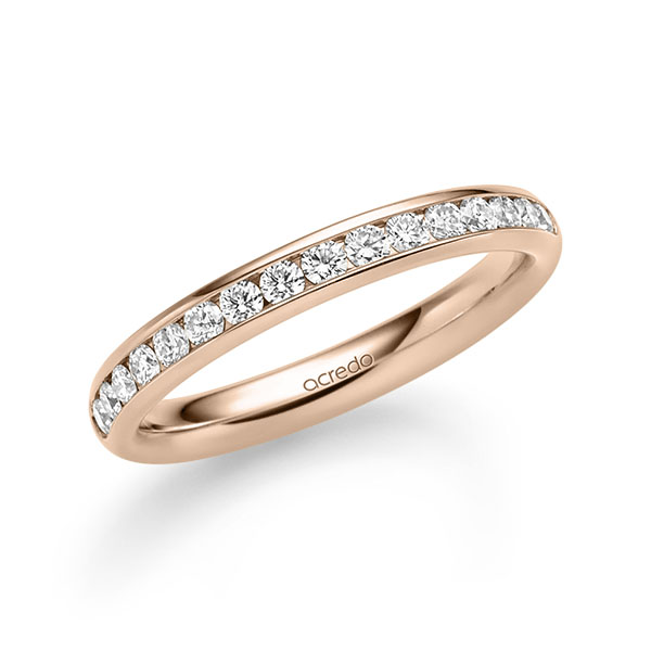 Klassieke Memoire-trouwring in roodgoud 14 kt. half gezet met in totaal 0,48 ct. Briljant tw/si van acredo Klassieke Memoire-trouwring in roodgoud 14 kt. half gezet met in totaal 0,48 ct. Briljant tw/si van acredo