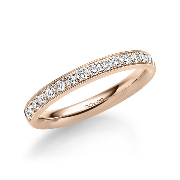 Klassieke Memoire-trouwring in roodgoud 14 kt. half gezet met in totaal 0,4 ct. Briljant tw/si van acredo