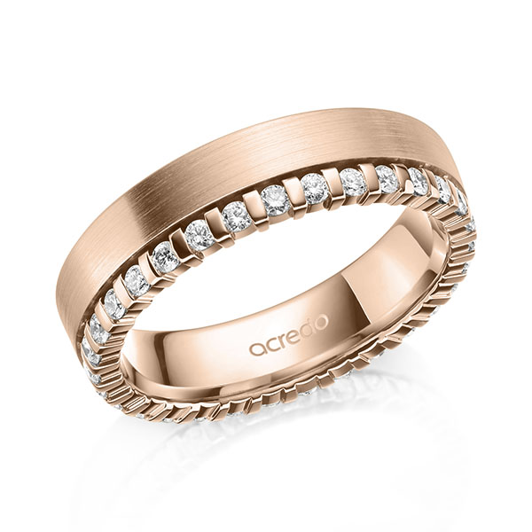 Klassieke Memoire-trouwring in roodgoud 14 kt. volledig gezet met in totaal 0,465 ct. tw/si van acredo - A-2105-10 Klassieke Memoire-trouwring in roodgoud 14 kt. volledig gezet met in totaal 0,465 ct. tw/si van acredo - A-2105-10
