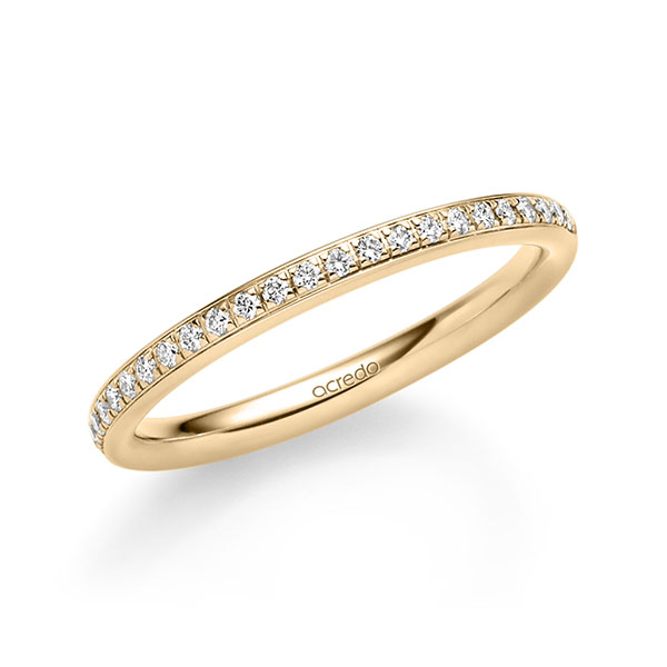 klassieke Memoire-trouwring in roségoud 14 kt. half gezet met in totaal 0,184 ct. Briljant tw/si van acredo