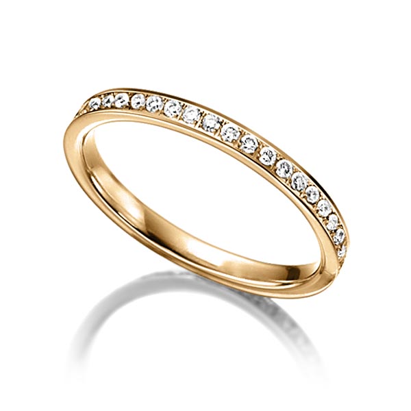 klassieke Memoire-trouwring in roségoud 14 kt. half gezet met in totaal 0,21 ct. Briljant tw/si van Steinberg - Q-1062-7