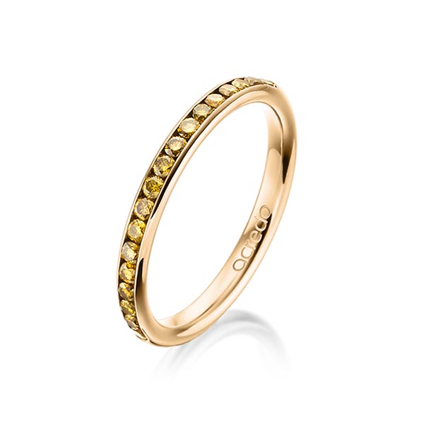 klassieke Memoire-trouwring in roségoud 14 kt. half gezet met in totaal 0,34 ct. Briljant Cognac van acredo - A-1657-1