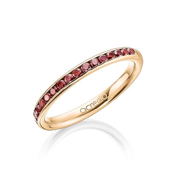 klassieke Memoire-trouwring in roségoud 14 kt. half gezet met in totaal 0,34 ct. Briljant Red Cherry van acredo