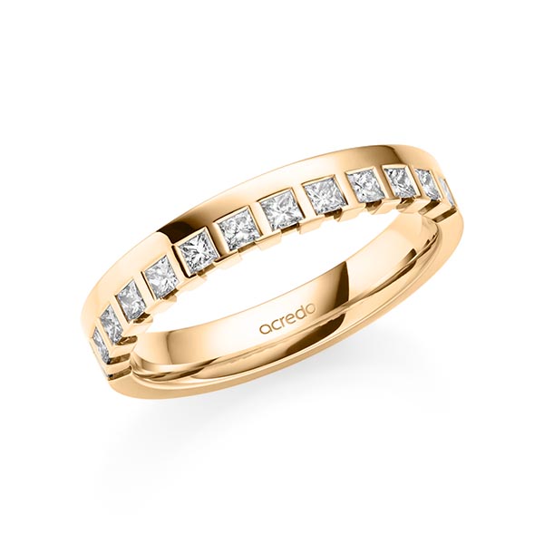 klassieke Memoire-trouwring in roségoud 14 kt. half gezet met in totaal 0,36 ct. tw,vs van acredo