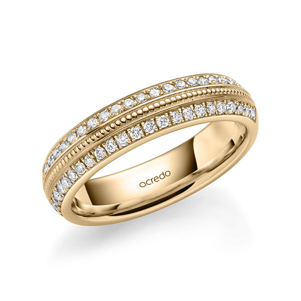 Klassieke Memoire-trouwring in roségoud 14 kt. half gezet met in totaal 0,384 ct. Briljant tw/si van acredo