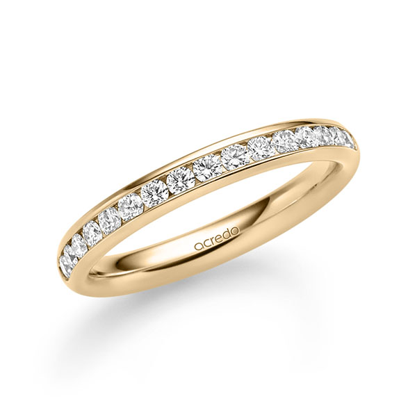 Klassieke Memoire-trouwring in roségoud 14 kt. half gezet met in totaal 0,48 ct. Briljant tw/si van acredo Klassieke Memoire-trouwring in roségoud 14 kt. half gezet met in totaal 0,48 ct. Briljant tw/si van acredo