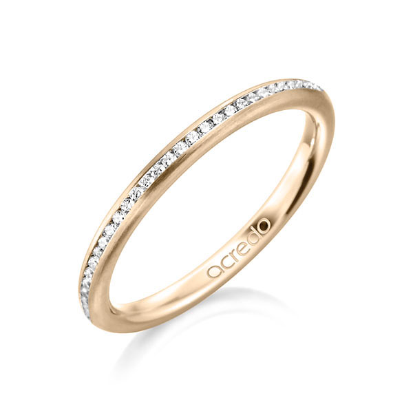 klassieke Memoire-trouwring in Signature Goud 585 half gezet met in totaal 0,145 ct. Briljant tw/si van acredo