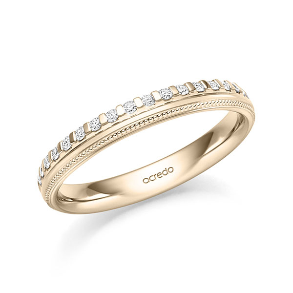Klassieke Memoire-trouwring in Signature Goud 585 half gezet met in totaal 0,17 ct. tw/si van acredo