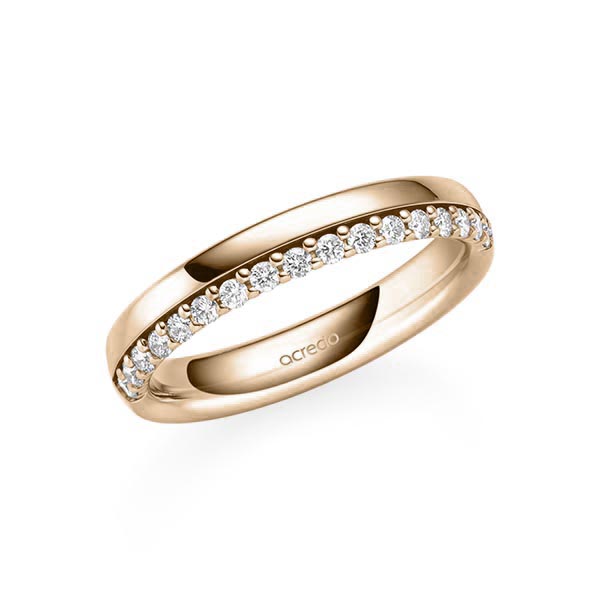 klassieke Memoire-trouwring in Signature Goud 585 half gezet met in totaal 0,255 ct. tw/si van acredo
