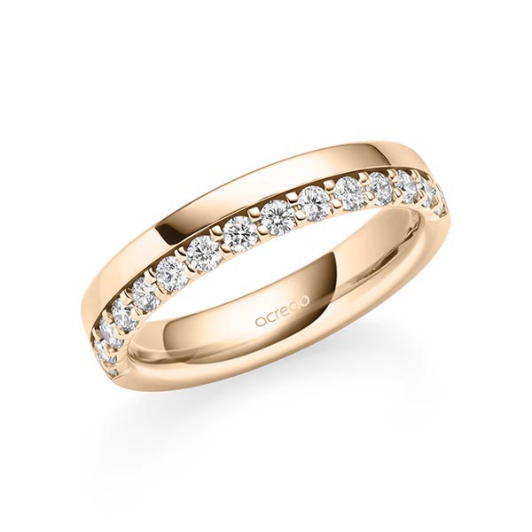 klassieke Memoire-trouwring in Signature Goud 585 half gezet met in totaal 0,42 ct. tw/si van acredo
