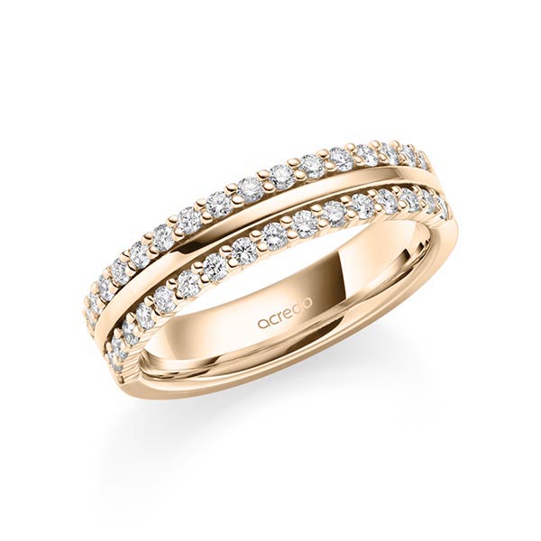 klassieke Memoire-trouwring in Signature Goud 585 half gezet met in totaal 0,51 ct. tw/si van acredo