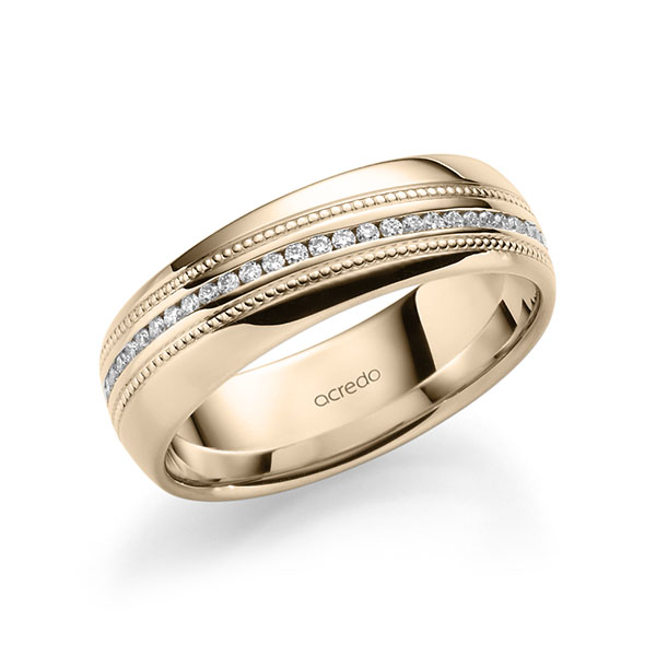 Klassieke Memoire-trouwring in Signature Goud 585 volledig gezet met in totaal 0,28 ct. Briljant tw/si van acredo