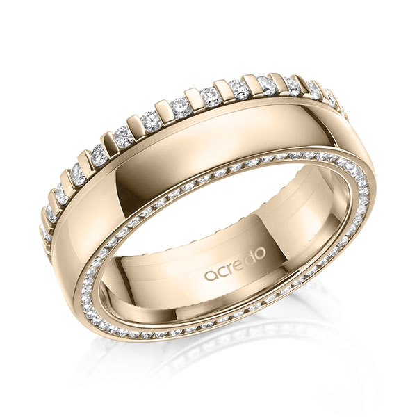 Klassieke Memoire-trouwring in Signature Goud 585 volledig gezet met in totaal 0,75 ct. Briljant tw/si van acredo