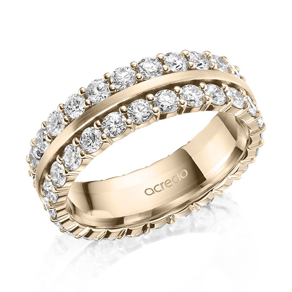 Klassieke Memoire-trouwring in Signature Goud 585 volledig gezet met in totaal 2,5 ct. tw/si van acredo