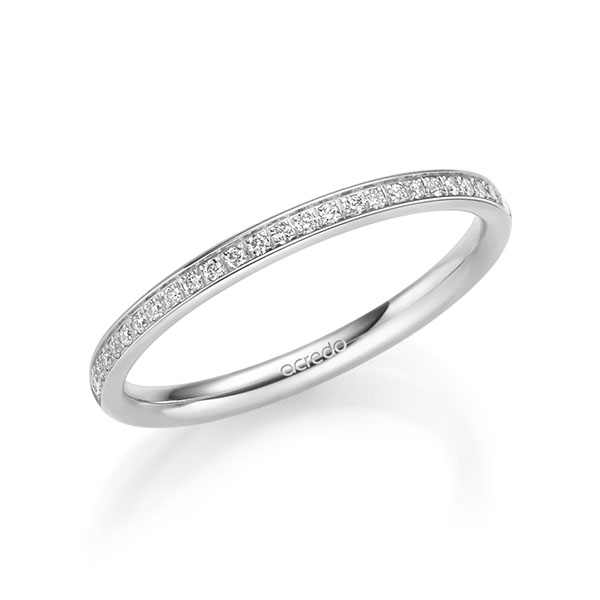 klassieke Memoire-trouwring in witgoud 14 kt. half gezet met in totaal 0,135 ct. Briljant tw/si van acredo - A-2223-2 klassieke Memoire-trouwring in witgoud 14 kt. half gezet met in totaal 0,135 ct. Briljant tw/si van acredo - A-2223-2