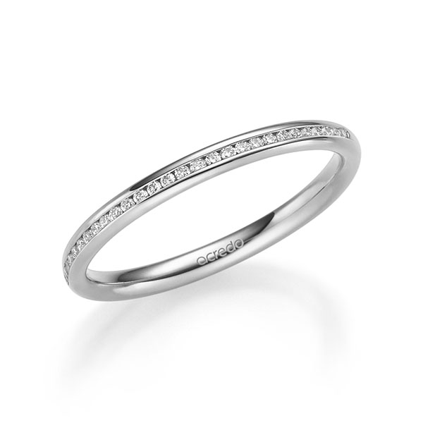 klassieke Memoire-trouwring in witgoud 14 kt. half gezet met in totaal 0,14 ct. Briljant tw/si van acredo - A-2222-2 klassieke Memoire-trouwring in witgoud 14 kt. half gezet met in totaal 0,14 ct. Briljant tw/si van acredo - A-2222-2