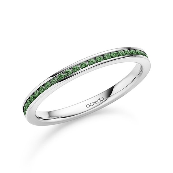 klassieke Memoire-trouwring in witgoud 14 kt. half gezet met in totaal 0,192 ct. Briljant van acredo