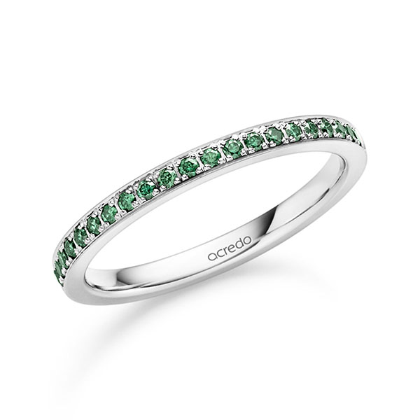 klassieke Memoire-trouwring in witgoud 14 kt. half gezet met in totaal 0,21 ct. Briljant van acredo