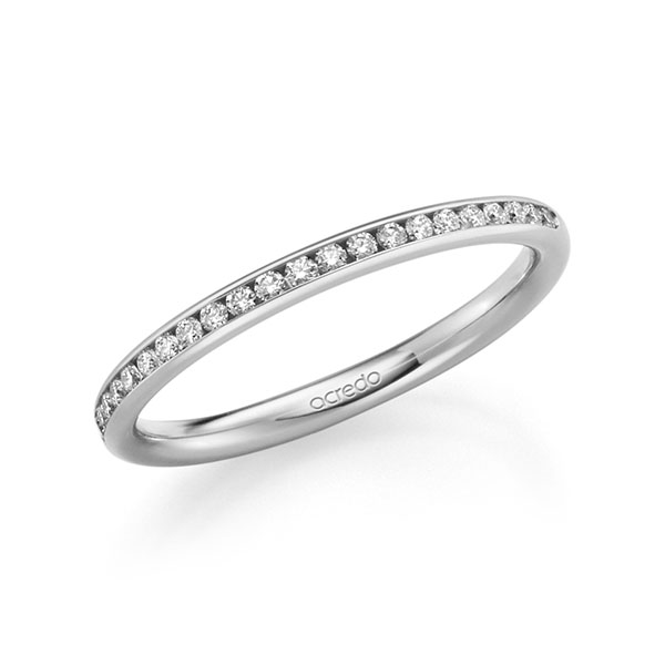 klassieke Memoire-trouwring in witgoud 14 kt. half gezet met in totaal 0,22 ct. Briljant tw/si van acredo - A-2291-1 klassieke Memoire-trouwring in witgoud 14 kt. half gezet met in totaal 0,22 ct. Briljant tw/si van acredo - A-2291-1