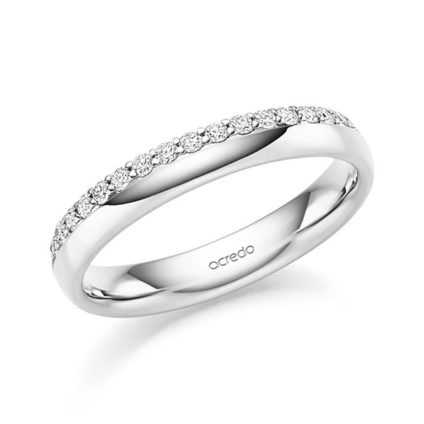 Klassieke Memoire-trouwring in witgoud 14 kt. half gezet met in totaal 0,27 ct. tw/si van acredo