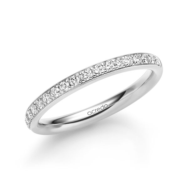 klassieke Memoire-trouwring in witgoud 14 kt. half gezet met in totaal 0,285 ct. Briljant tw/si van acredo klassieke Memoire-trouwring in witgoud 14 kt. half gezet met in totaal 0,285 ct. Briljant tw/si van acredo