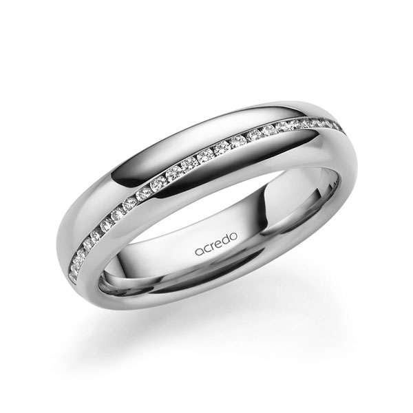 Klassieke Memoire-trouwring in witgoud 14 kt. half gezet met in totaal 0,2 ct. Briljant tw/si van acredo - A-1629-15