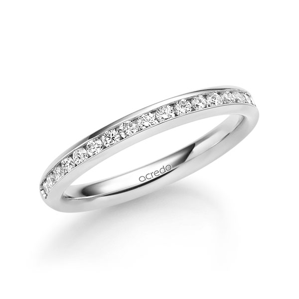 klassieke Memoire-trouwring in witgoud 14 kt. half gezet met in totaal 0,36 ct. Briljant tw/si van acredo
