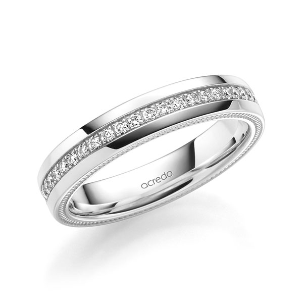 Klassieke Memoire-trouwring in witgoud 14 kt. volledig gezet met in totaal 0,44 ct. Briljant tw/si van acredo - A-1754-8 Klassieke Memoire-trouwring in witgoud 14 kt. volledig gezet met in totaal 0,44 ct. Briljant tw/si van acredo - A-1754-8
