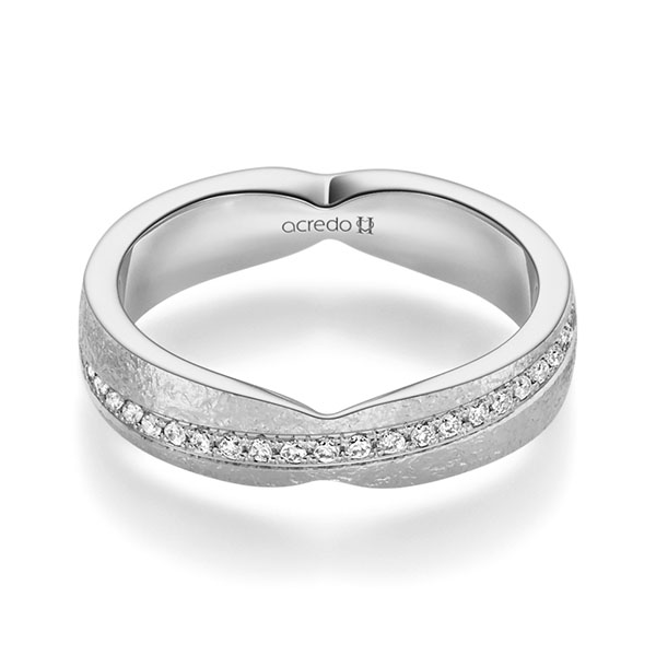 Klassieke trouwring in 600 Platinahoudend metaal (60%) crushed met in totaal 0,184 ct. Briljant tw/si van acredo - A-2357-8 Klassieke trouwring in 600 Platinahoudend metaal (60%) crushed met in totaal 0,184 ct. Briljant tw/si van acredo - A-2357-8