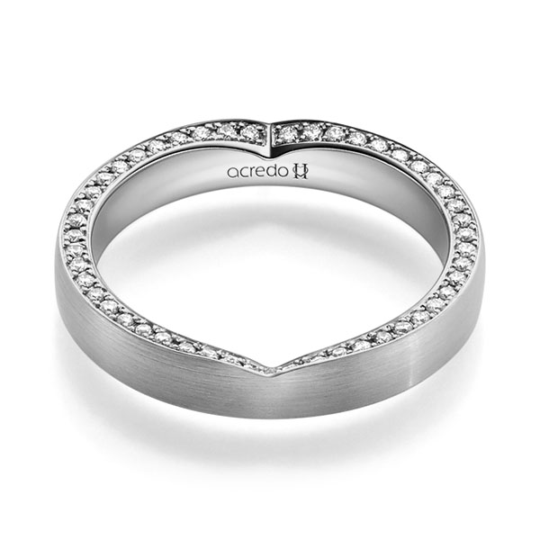 Klassieke trouwring in 600 Platinahoudend metaal (60%) met in totaal 0,24 ct. Briljant tw/si van acredo