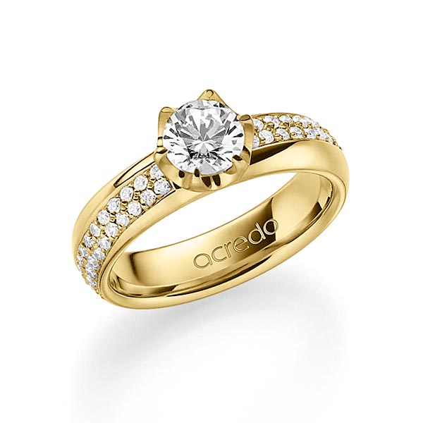 klassieke trouwring in buiten geelgoud 14 kt. , binnen geelgoud 14 kt. met 0,7 ct. + in totaal 0,672 ct. Briljant & Briljanten tw/si tw,vs van acredo - A-1542-6