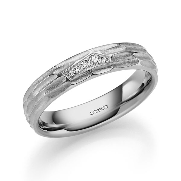 klassieke trouwring in buiten grijsgoud 14 kt. , binnen grijsgoud 14 kt. met in totaal 0,043 ct. Briljant tw/si van acredo
