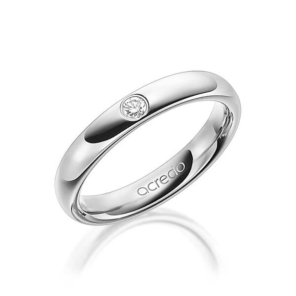 klassieke trouwring in buiten grijsgoud 14 kt. , binnen grijsgoud 14 kt. met in totaal 0,06 ct. Briljant tw/si van acredo