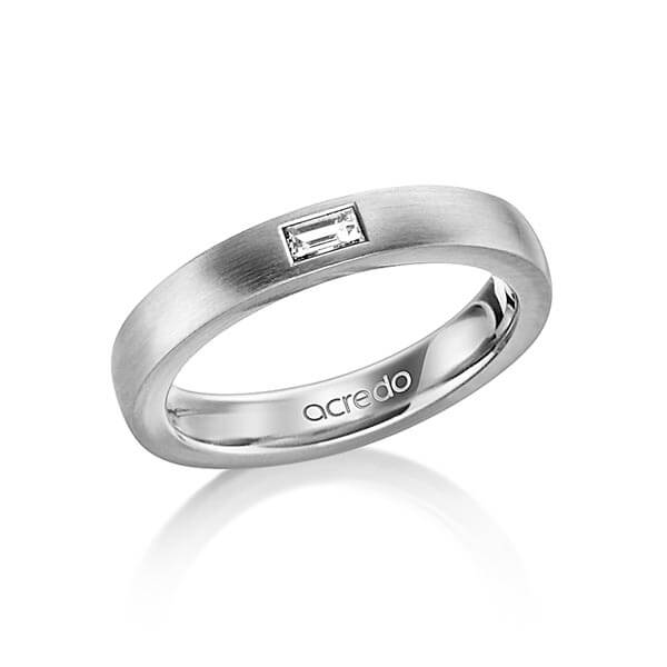 klassieke trouwring in buiten grijsgoud 14 kt. , binnen grijsgoud 14 kt. met in totaal 0,15 ct. Baguette-Diamant tw,vs van acredo
