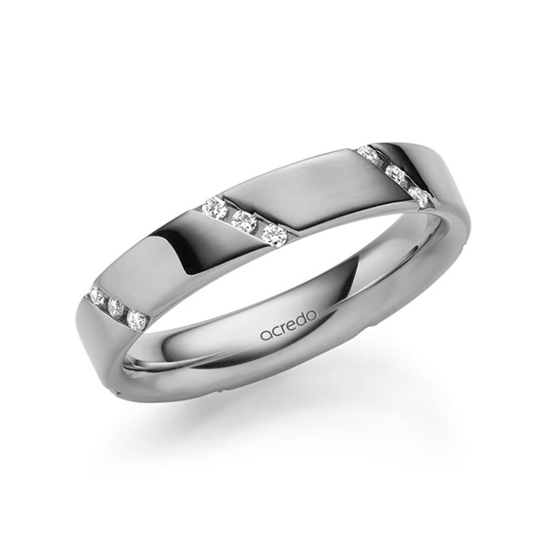 klassieke trouwring in buiten grijsgoud 14 kt. , binnen grijsgoud 14 kt. met in totaal 0,21 ct. Briljant tw/si van acredo - A-1977-19 klassieke trouwring in buiten grijsgoud 14 kt. , binnen grijsgoud 14 kt. met in totaal 0,21 ct. Briljant tw/si van acredo - A-1977-19