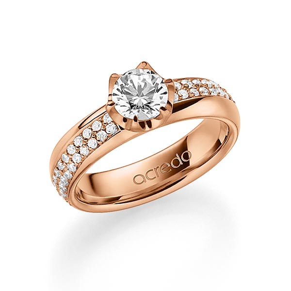 klassieke trouwring in buiten roodgoud 14 kt. , binnen roodgoud 14 kt. met 0,7 ct. + in totaal 0,672 ct. Briljant & Briljanten tw/si tw,vs van acredo - A-1542-5 klassieke trouwring in buiten roodgoud 14 kt. , binnen roodgoud 14 kt. met 0,7 ct. + in totaal 0,672 ct. Briljant & Briljanten tw/si tw,vs van acredo - A-1542-5