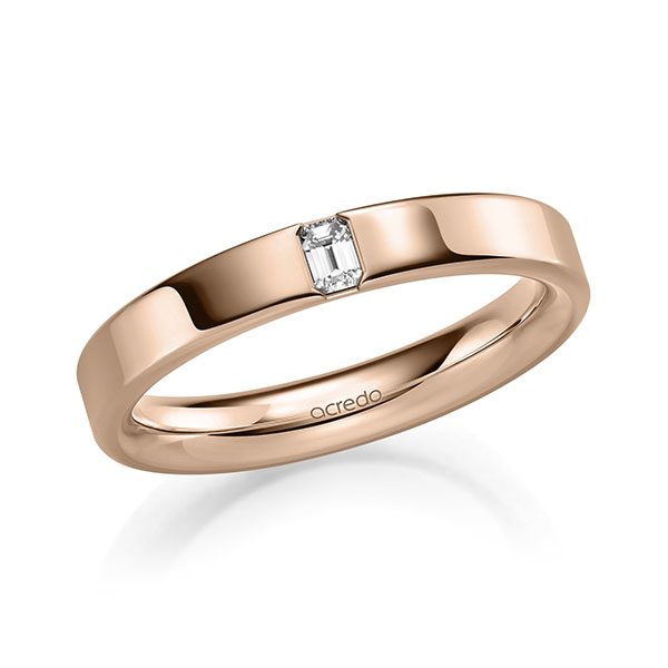 klassieke trouwring in buiten roodgoud 14 kt. , binnen roodgoud 14 kt. met in totaal 0,1 ct. tw,vs van acredo