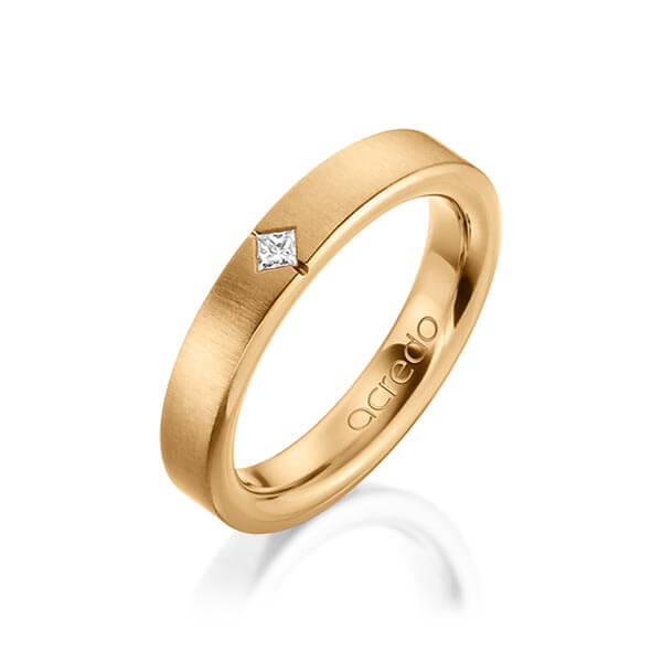 klassieke trouwring in buiten roségoud 14 kt. , binnen roségoud 14 kt. met in totaal 0,05 ct. Princess-Diamant tw/si van acredo