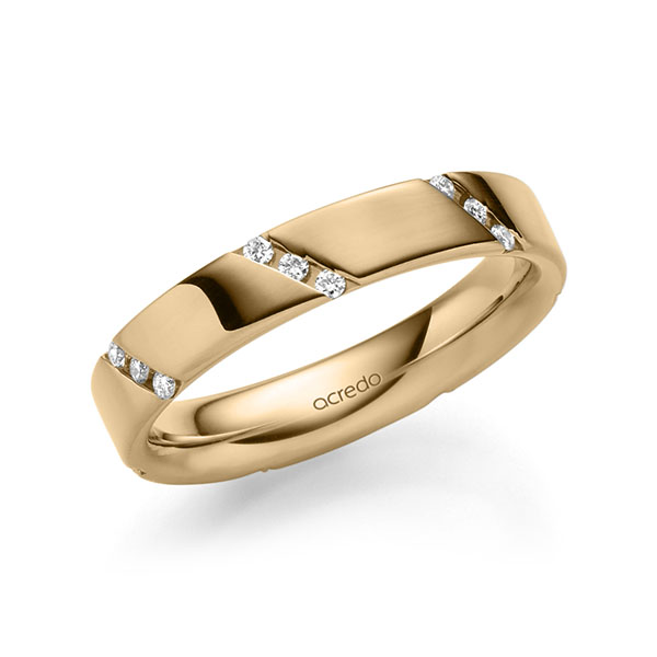 klassieke trouwring in buiten roségoud 14 kt. , binnen roségoud 14 kt. met in totaal 0,21 ct. Briljant tw/si van acredo - A-1977-17